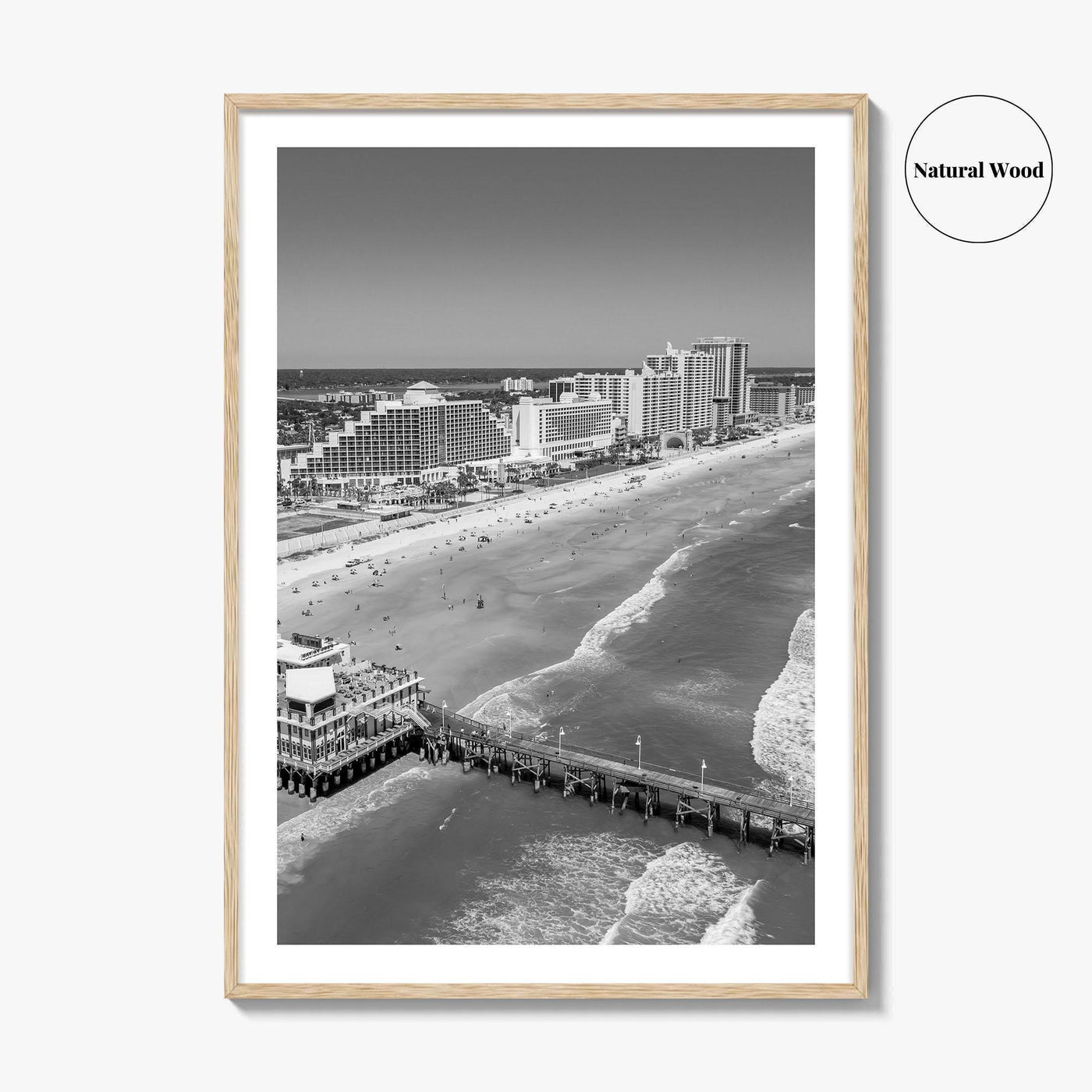 Daytona Beach Black and White Fine Art Photo Print, Florida USA Wall Poster