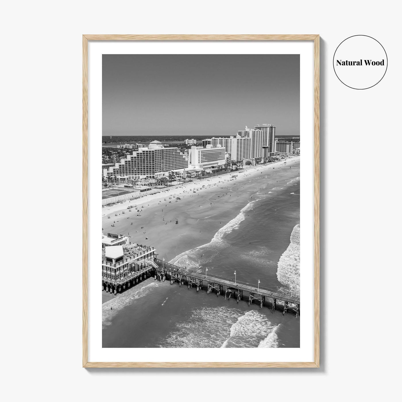 Daytona Beach Black and White Fine Art Photo Print, Florida USA Wall Poster