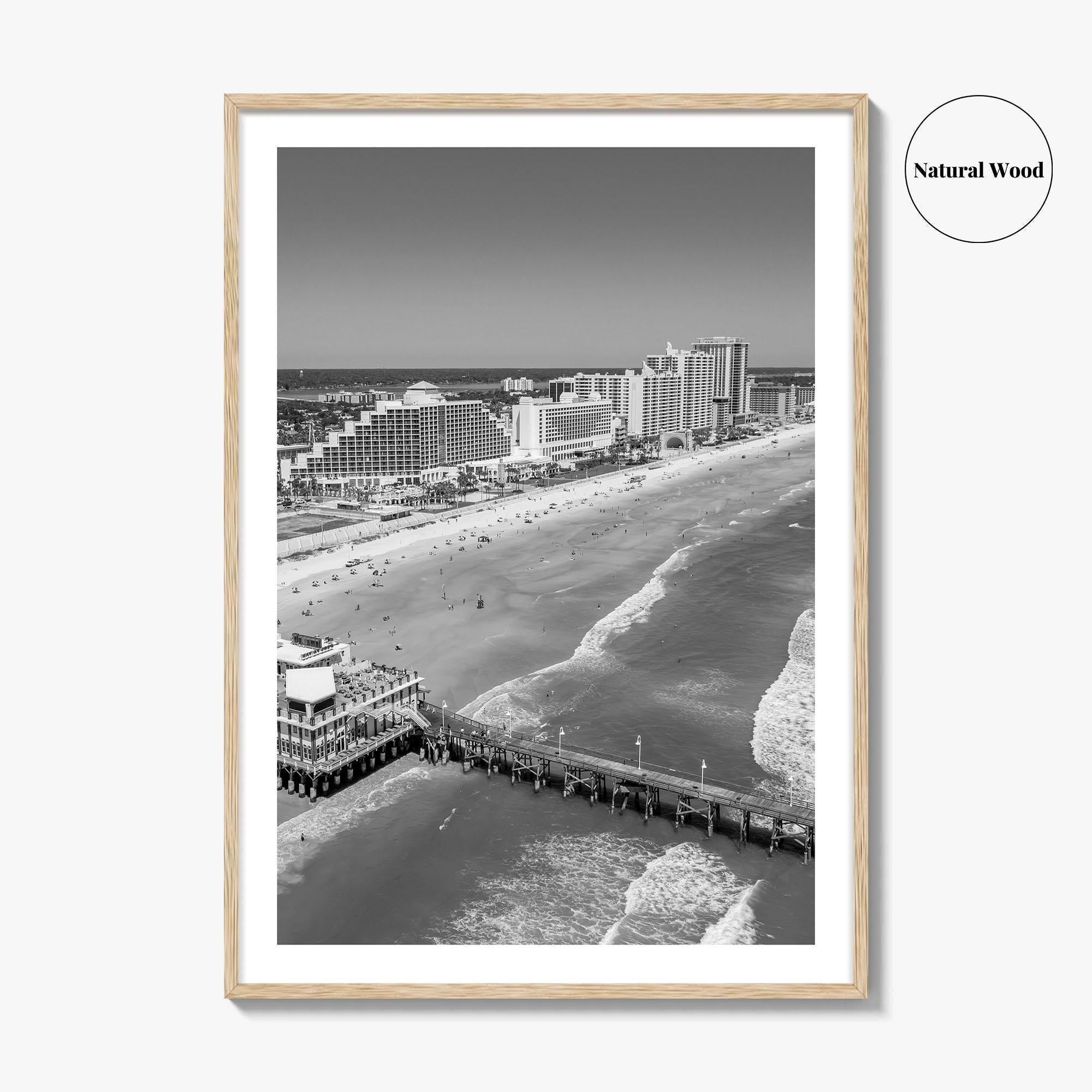 Daytona Beach Black and White Fine Art Photo Print, Florida USA Wall Poster