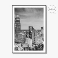 Charlotte Skyline Black and White Fine Art Photo Print, Uptown North Carolina Poster
