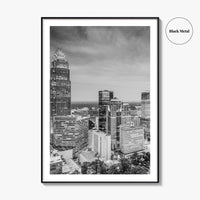 Charlotte Skyline Black and White Fine Art Photo Print, Uptown North Carolina Poster