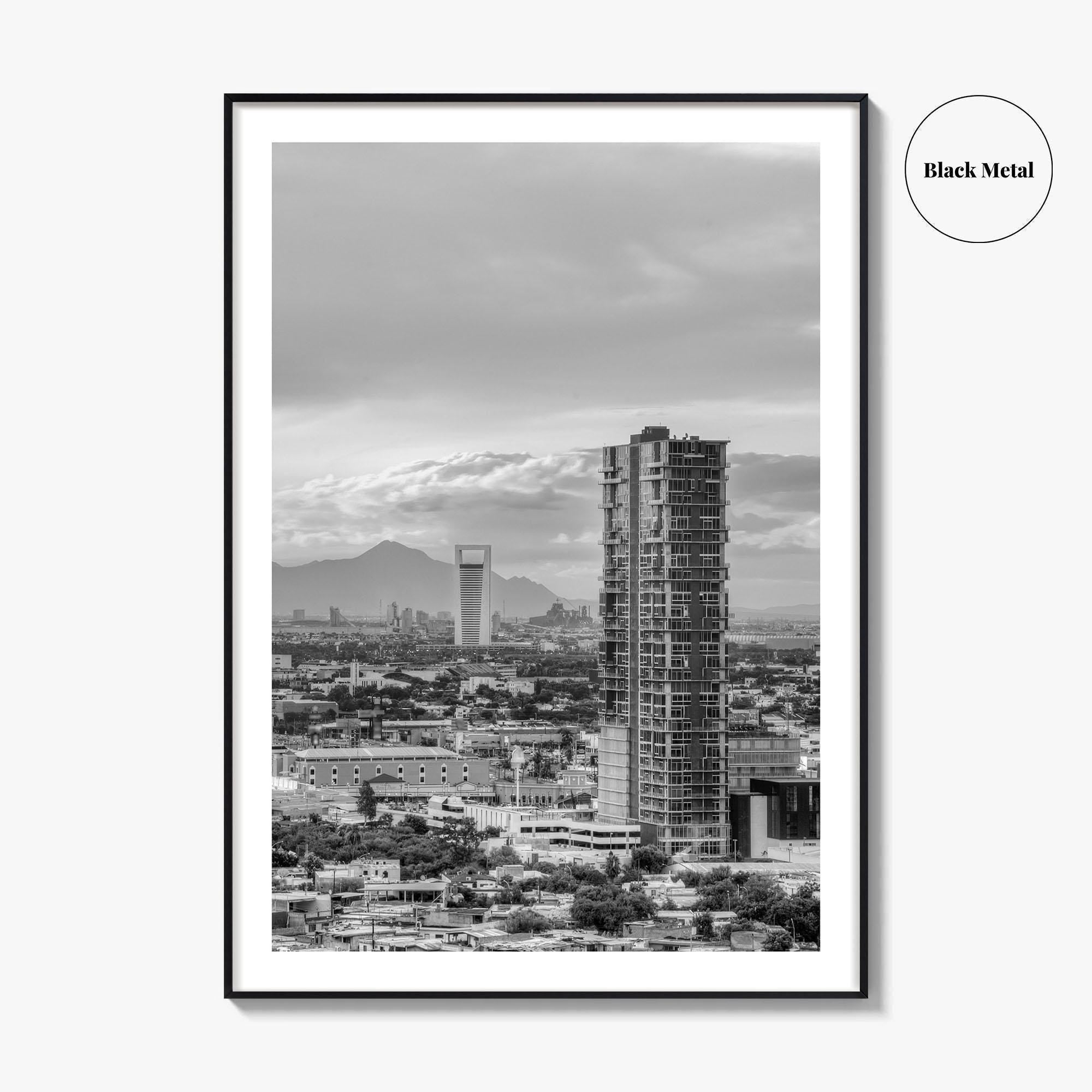 Monterrey Black and White Fine Art Photo Print, Mexico City View, Nuevo Leon Poster