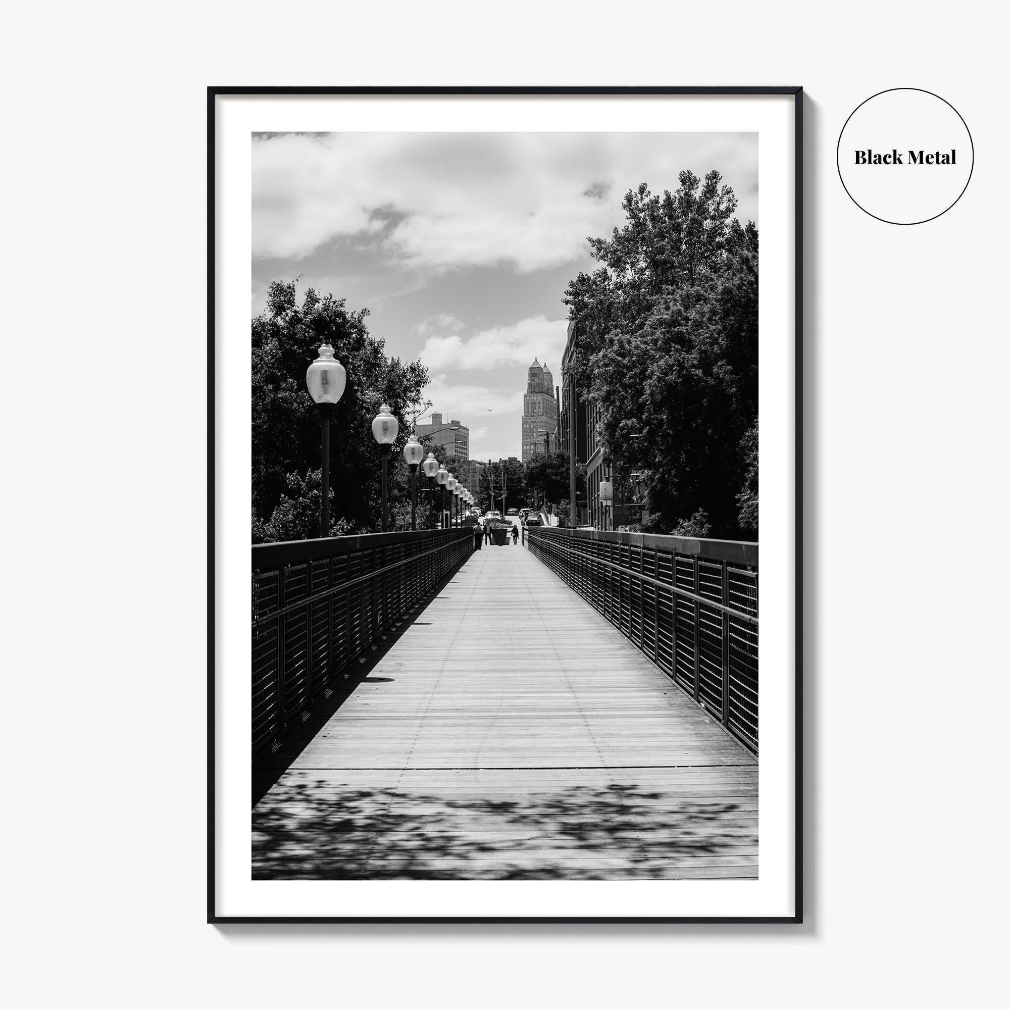 Kansas City Black and White Fine Art Photo Print, Love Bridge Missouri Poster