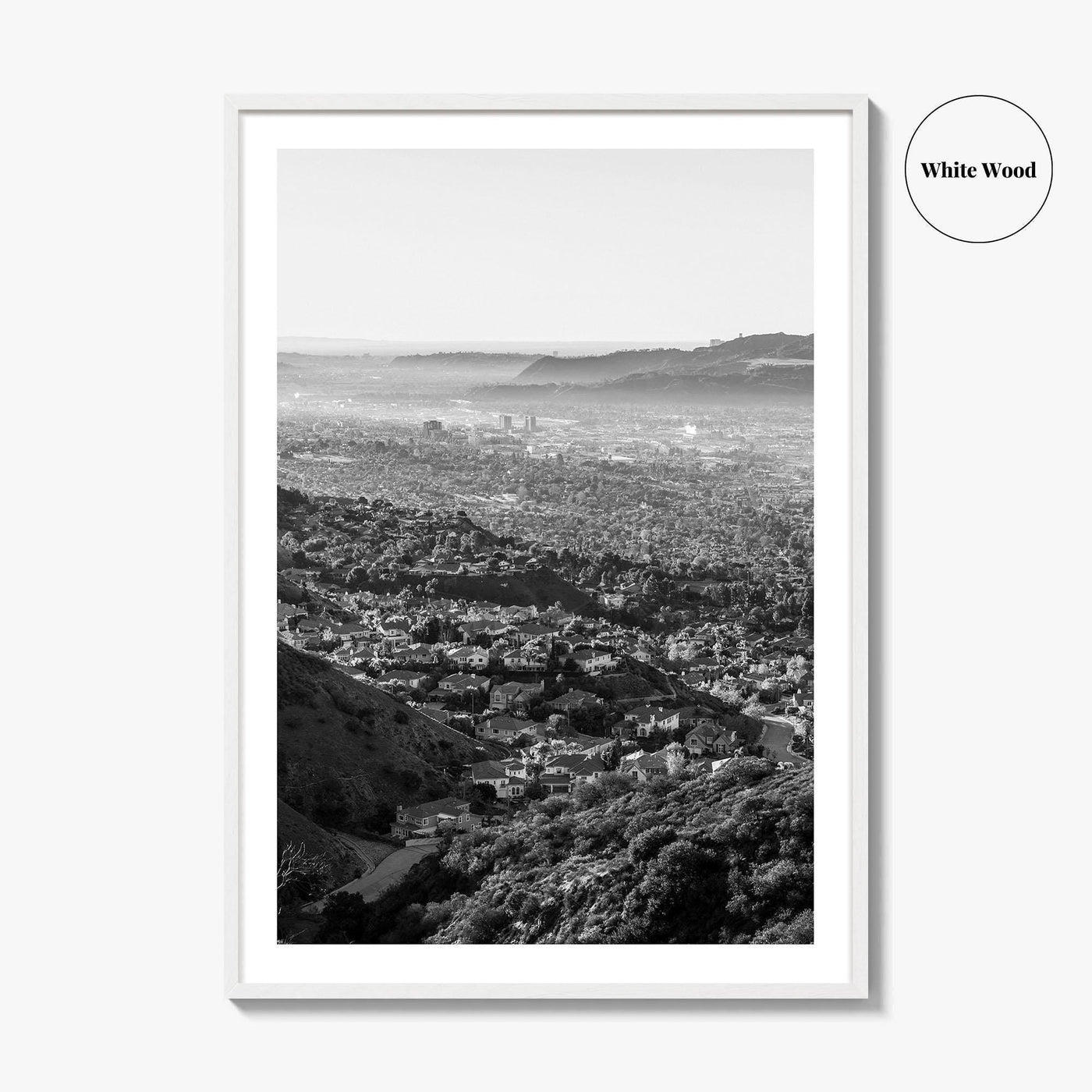 Burbank Skyline Black and White Fine Art Photo Print, Los Angeles, California Poster