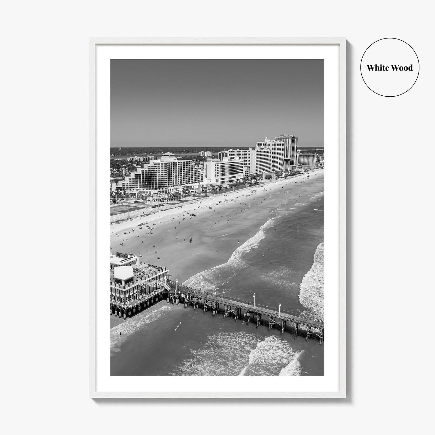 Daytona Beach Black and White Fine Art Photo Print, Florida USA Wall Poster