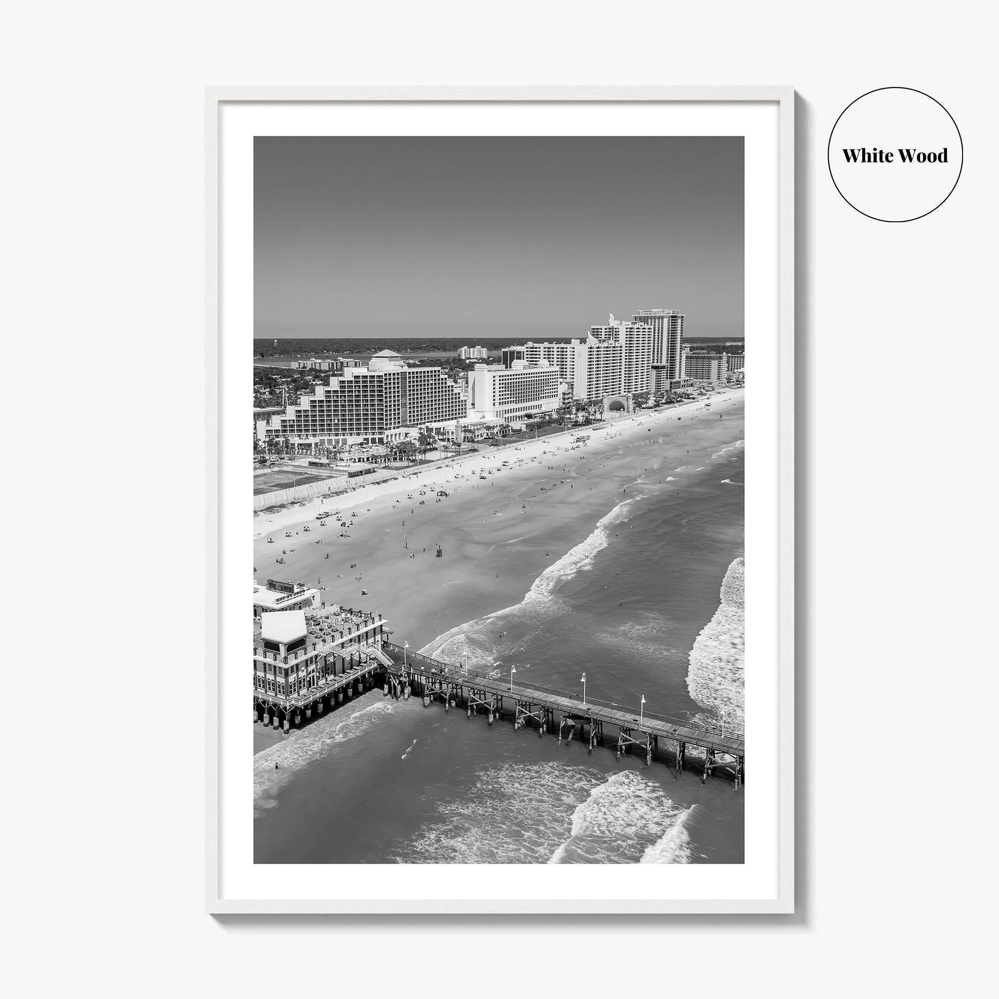 Daytona Beach Black and White Fine Art Photo Print, Florida USA Wall Poster