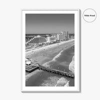 Daytona Beach Black and White Fine Art Photo Print, Florida USA Wall Poster