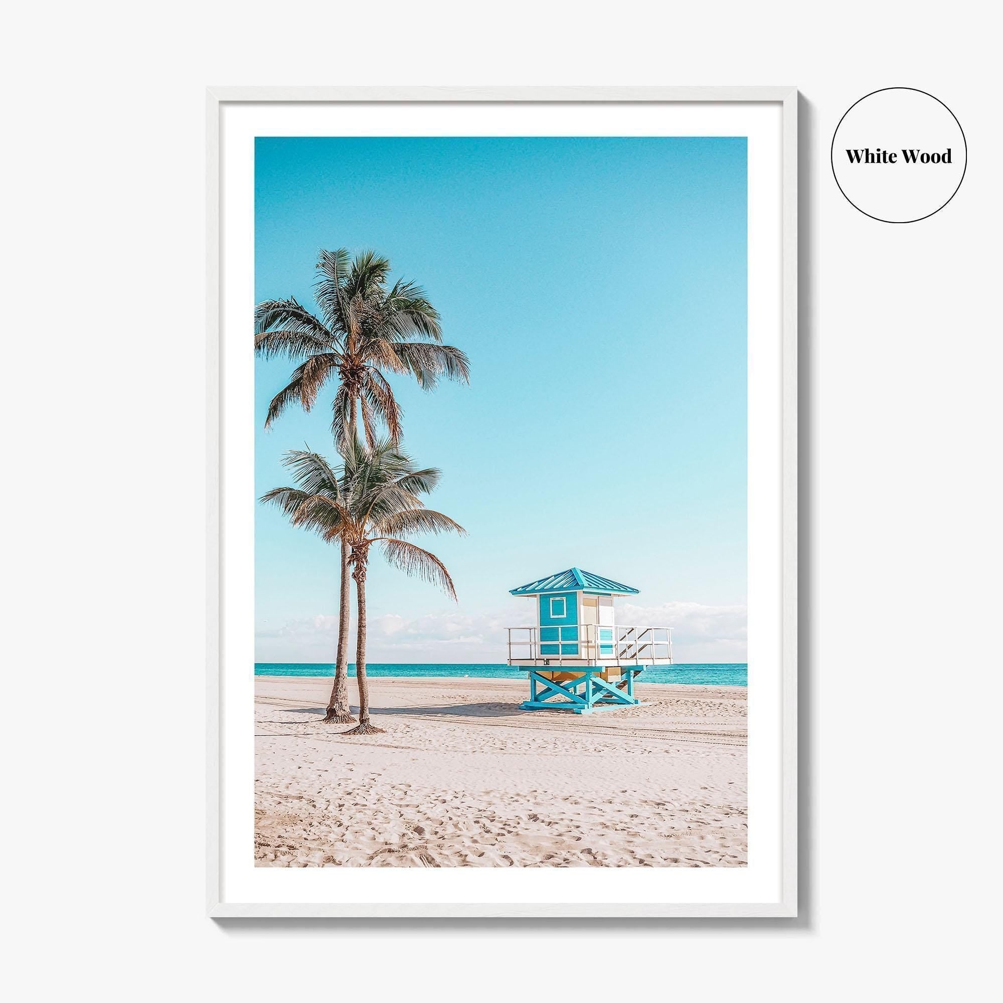 Fort Lauderdale Blue and Yellow Fine Art Photo Print, Florida Beach Lifeguard Tower, USA