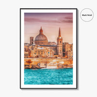 Valletta Malta Skyline Fine Art Photo Print, Marsamxett Harbour, Wall Decor Poster