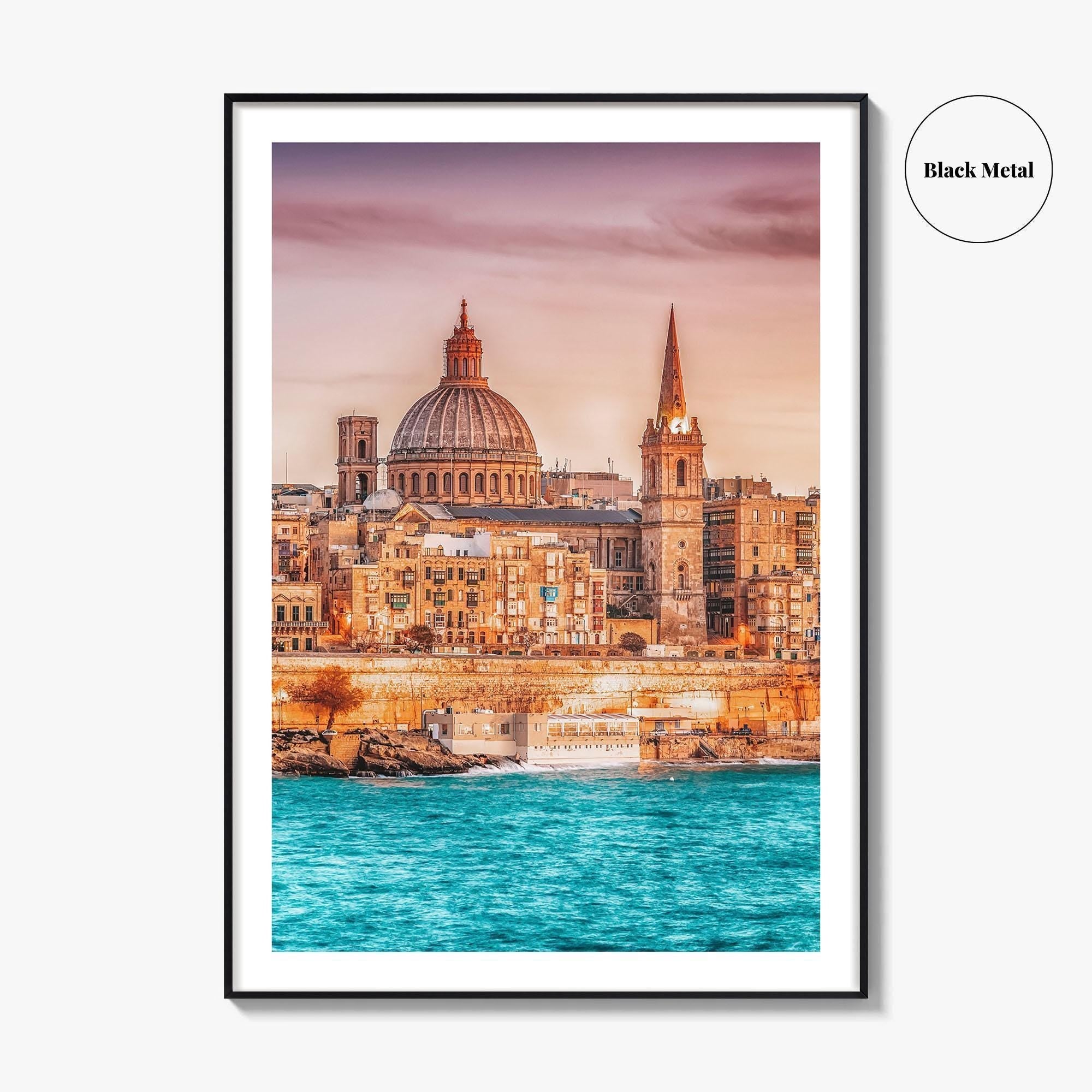Valletta Malta Skyline Fine Art Photo Print, Marsamxett Harbour, Wall Decor Poster