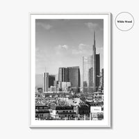 Milan Skyline Black and White Fine Art Photo Print, Porta Nuova, Italy Poster