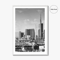 Milan Skyline Black and White Fine Art Photo Print, Porta Nuova, Italy Poster
