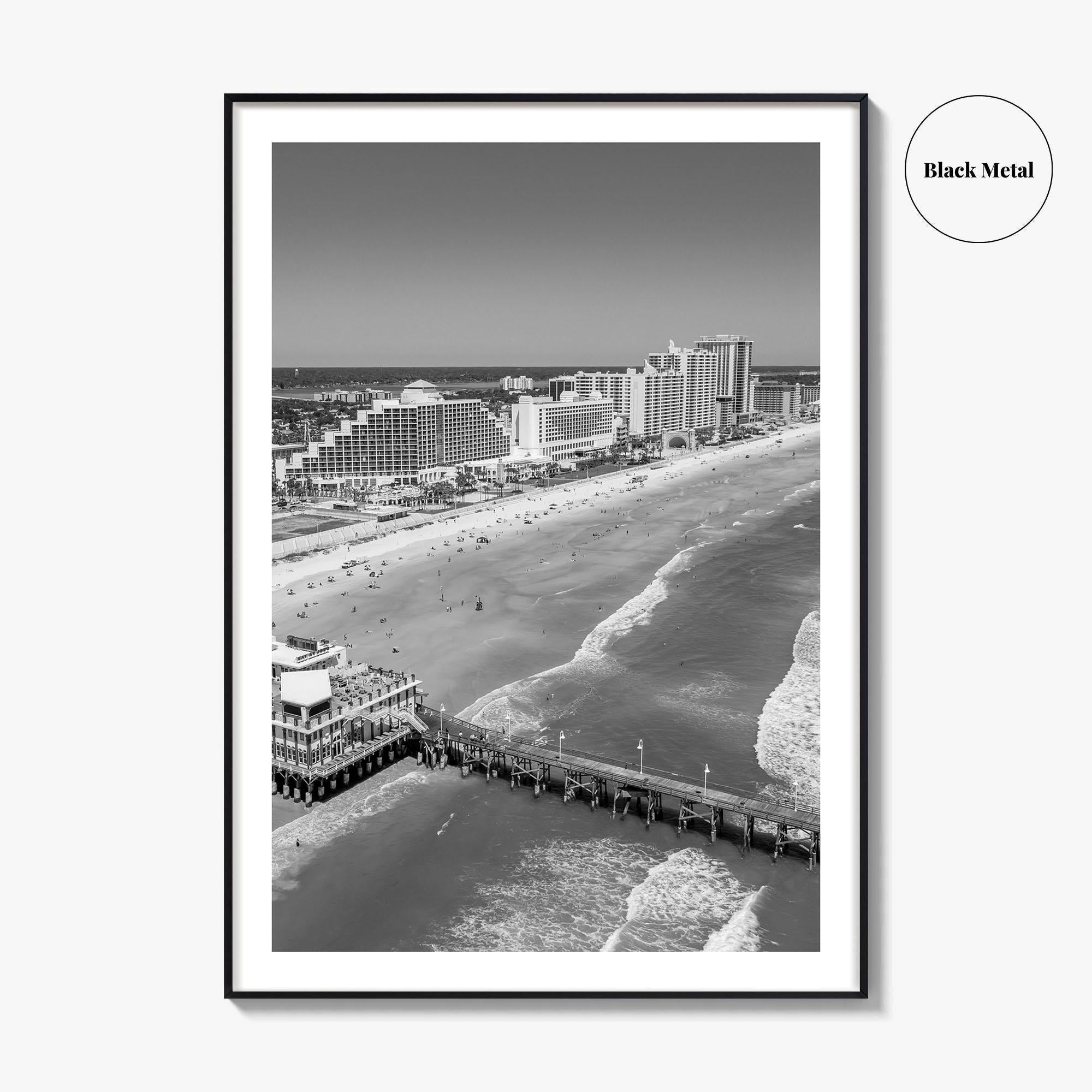 Daytona Beach Black and White Fine Art Photo Print, Florida USA Wall Poster