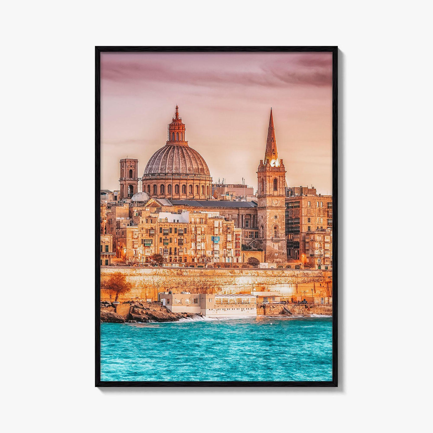 Valletta Malta Skyline Fine Art Photo Print, Marsamxett Harbour, Wall Decor Poster