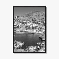 Hydra Black and White Fine Art Photo Print, Harbor, Island Greece Wall Decor Poster