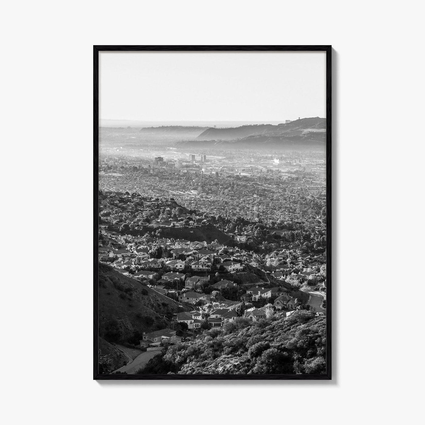 Burbank Skyline Black and White Fine Art Photo Print, Los Angeles, California Poster