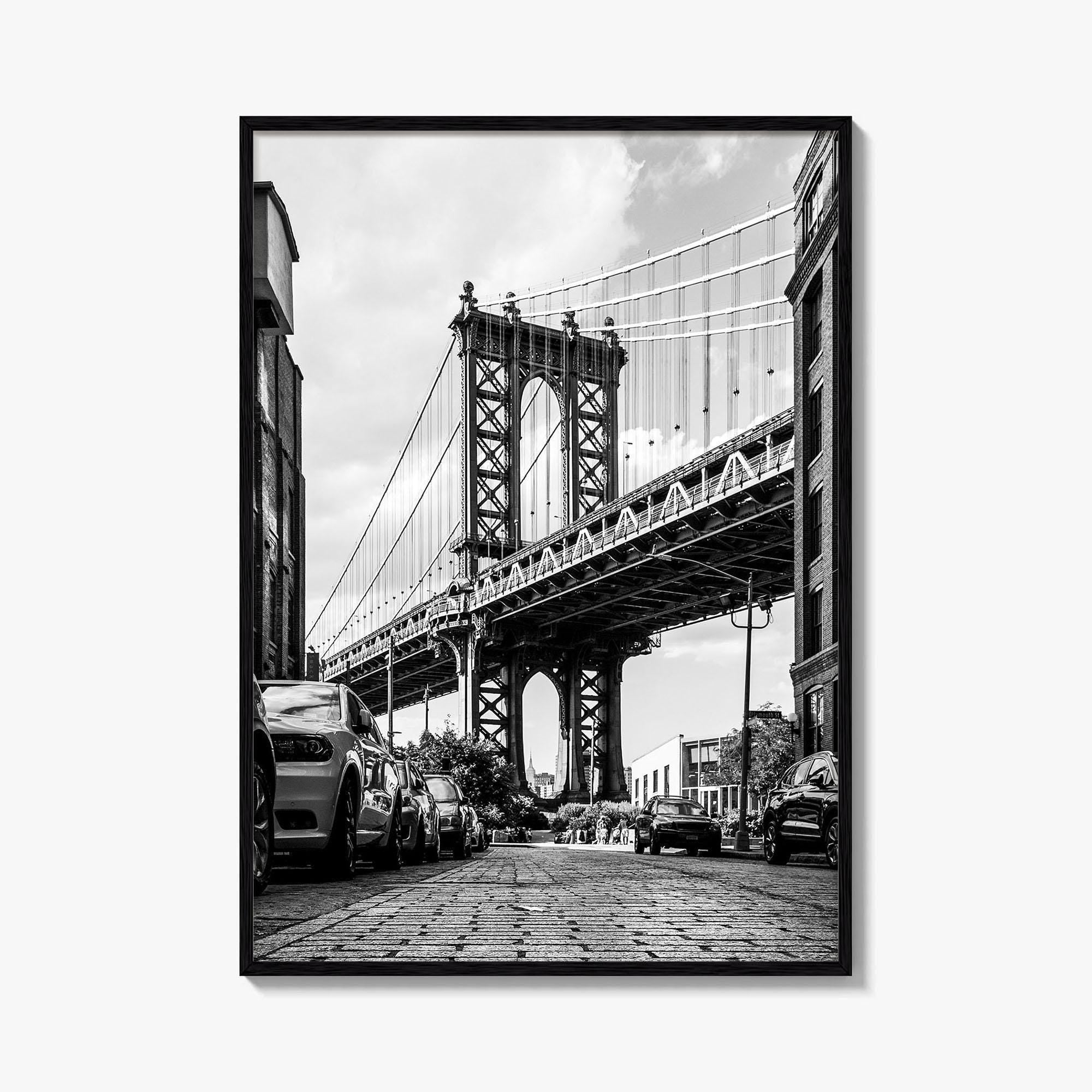 DUMBO Black and White Fine Art Photo Print, Manhattan Bridge New York City Poster