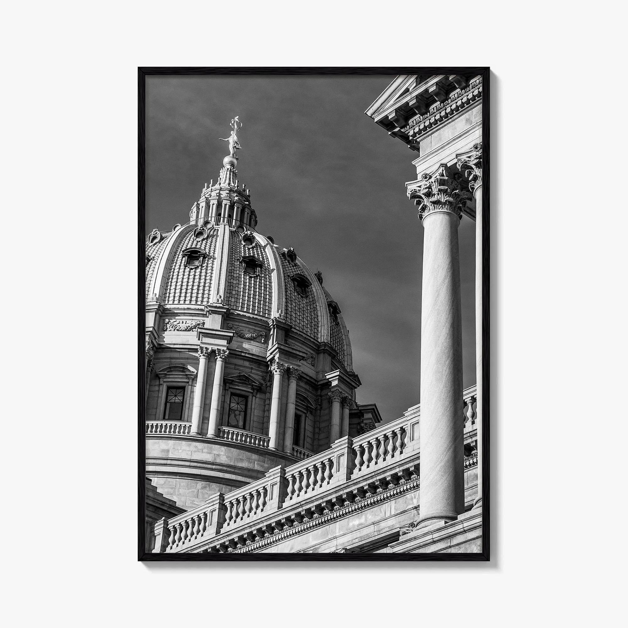 Harrisburg Black and White Fine Art Photo Print, Pennsylvania State Capitol Poster