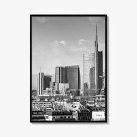 Milan Skyline Black and White Fine Art Photo Print, Porta Nuova, Italy Poster