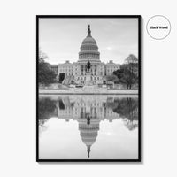Washington DC Black and White Fine Art Photo Print, United States Capitol Poster, USA