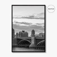 Boston Black and White Fine Art Photo Print, Longfellow Bridge Charles River Cambridge Poster