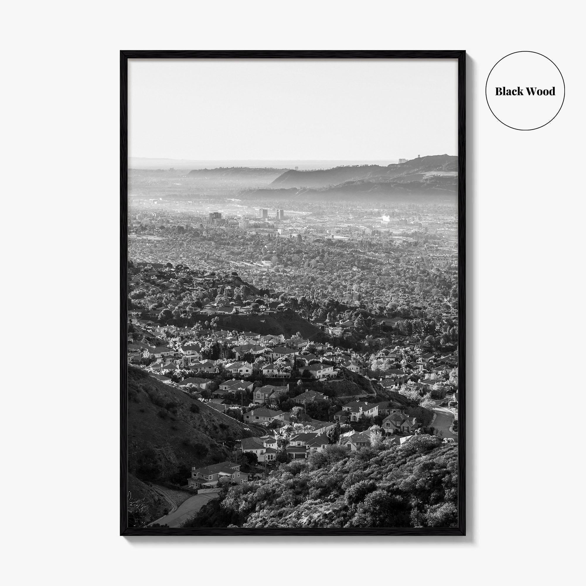 Burbank Skyline Black and White Fine Art Photo Print, Los Angeles, California Poster