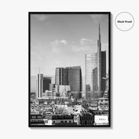 Milan Skyline Black and White Fine Art Photo Print, Porta Nuova, Italy Poster