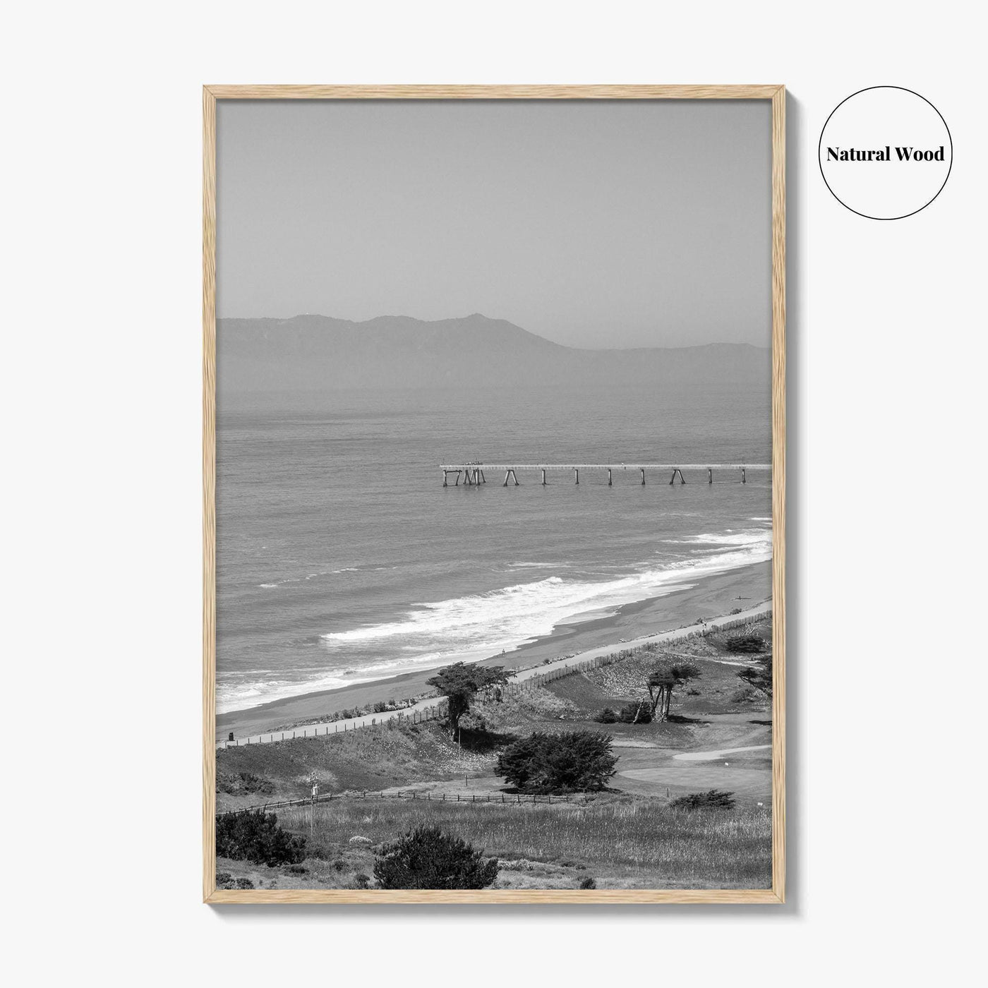 Pacifica Black and White Fine Art Photo Print, Mori Point California Poster USA