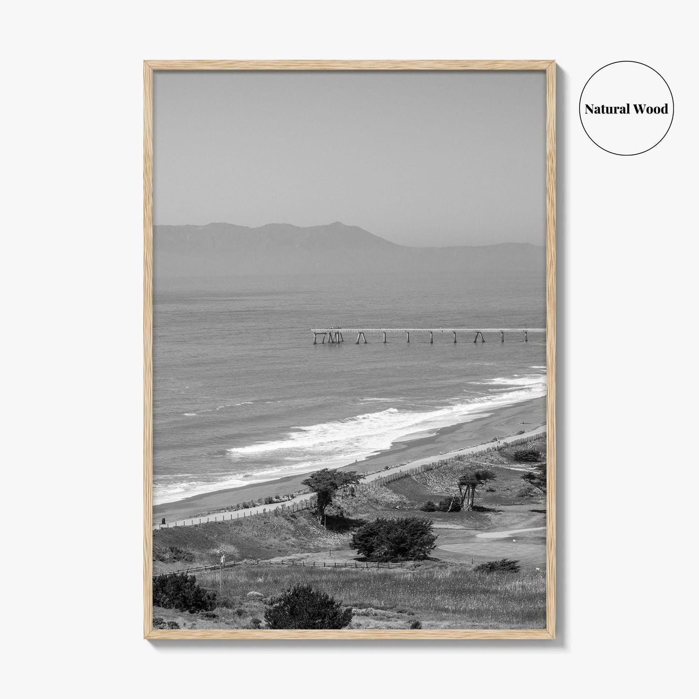 Pacifica Black and White Fine Art Photo Print, Mori Point California Poster USA