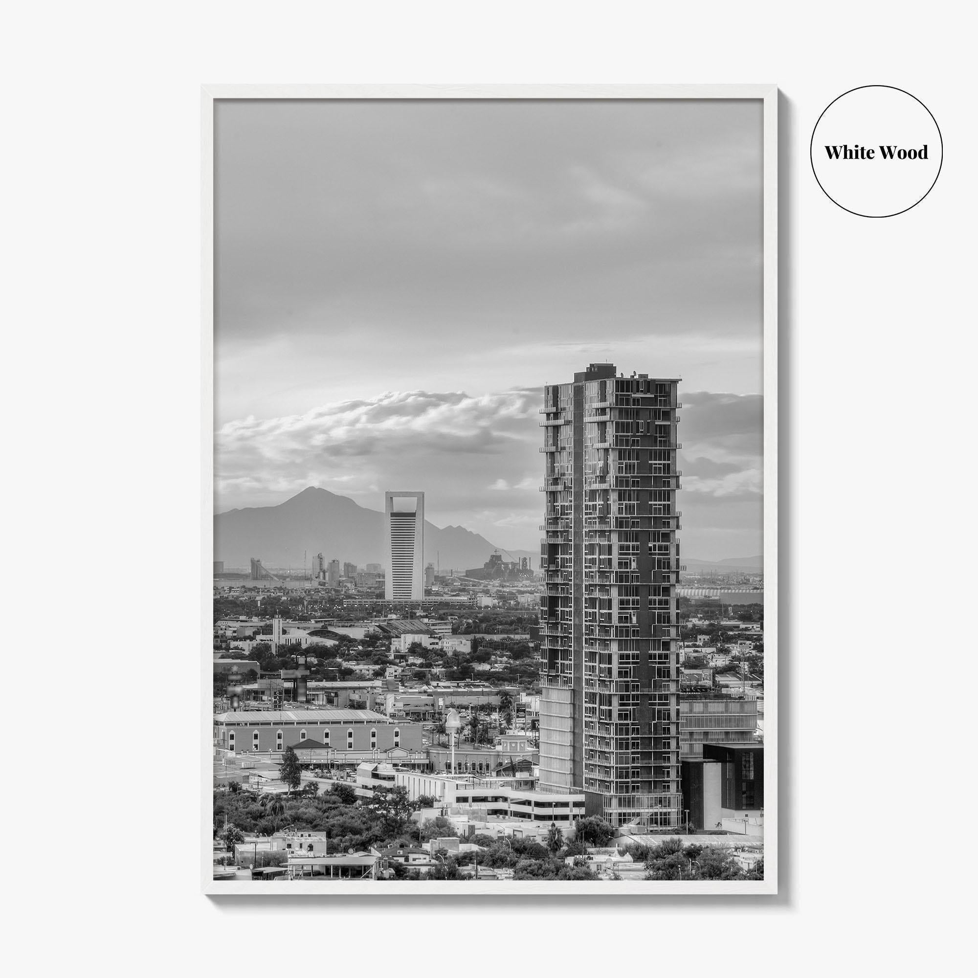 Monterrey Black and White Fine Art Photo Print, Mexico City View, Nuevo Leon Poster