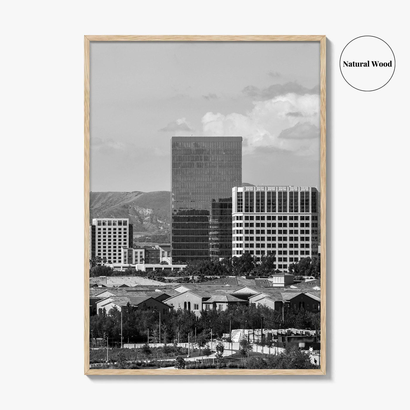 Irvine Skyline Black and White Fine Art Photo Print, Orange County, California Poster