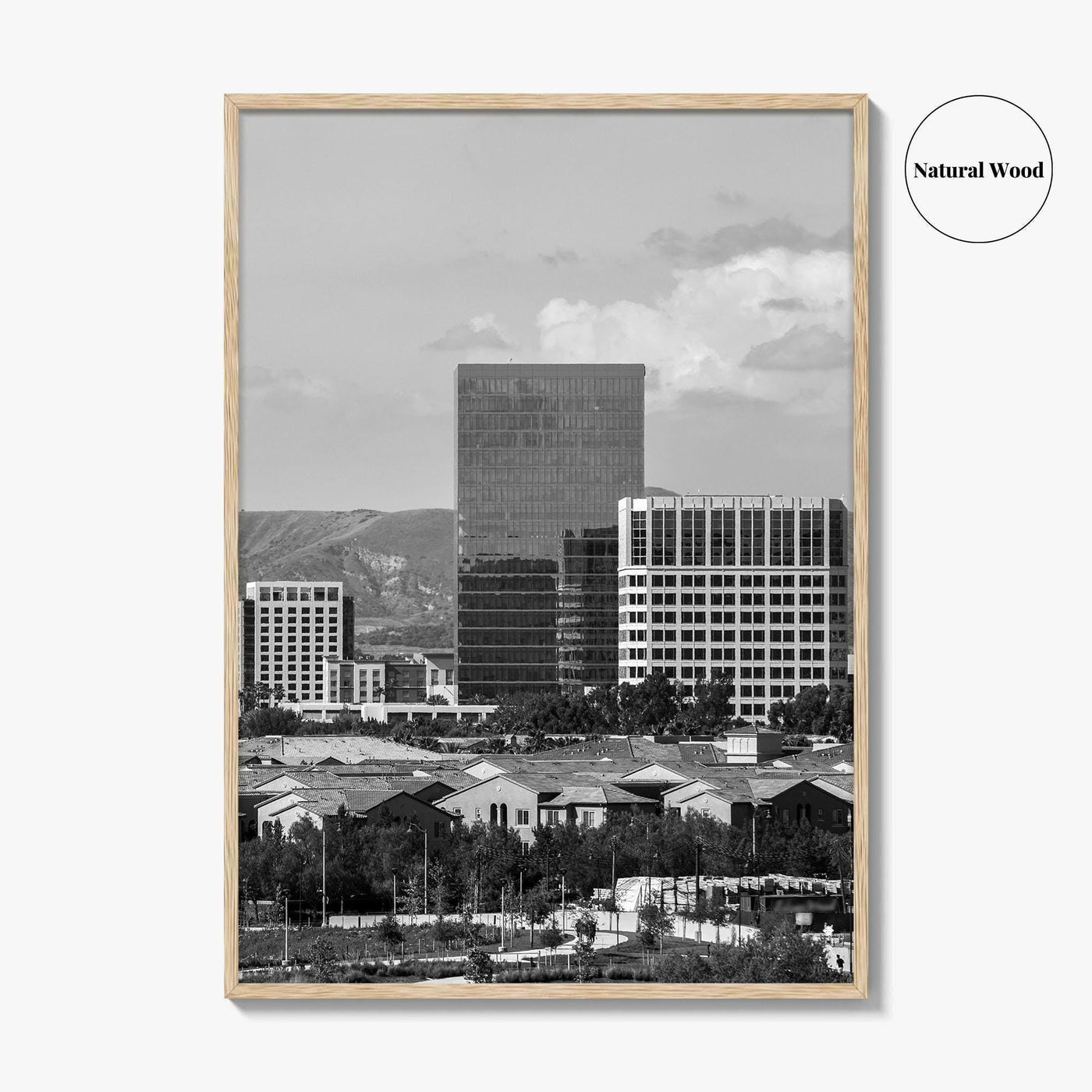 Irvine Skyline Black and White Fine Art Photo Print, Orange County, California Poster