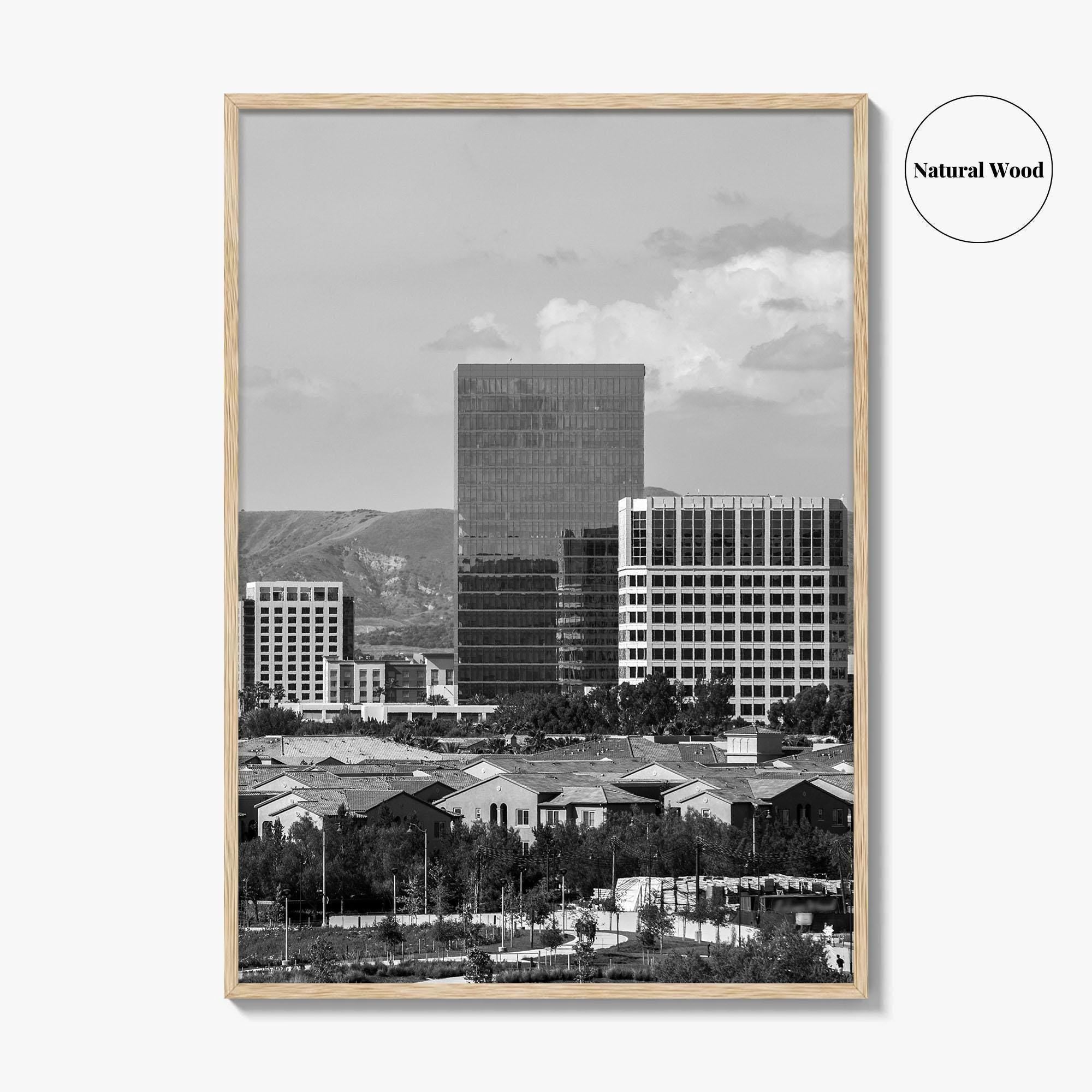 Irvine Skyline Black and White Fine Art Photo Print, Orange County, California Poster
