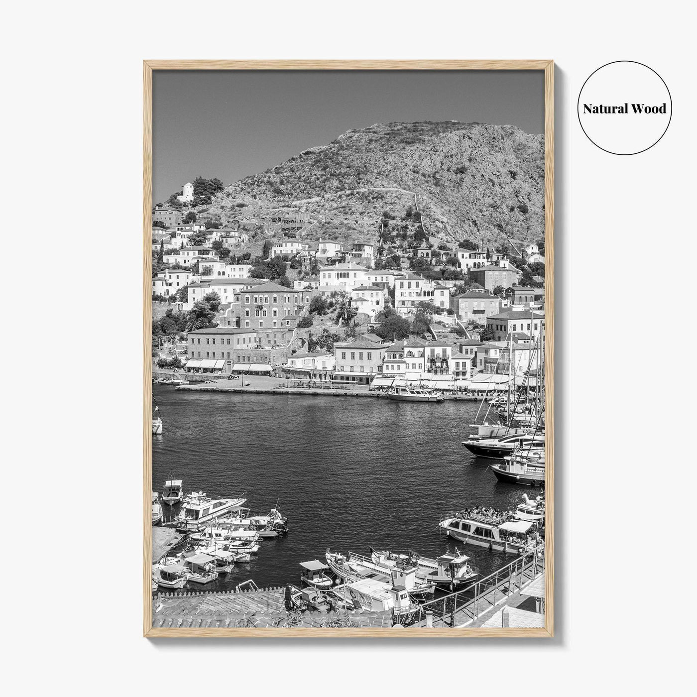 Hydra Black and White Fine Art Photo Print, Harbor, Island Greece Wall Decor Poster