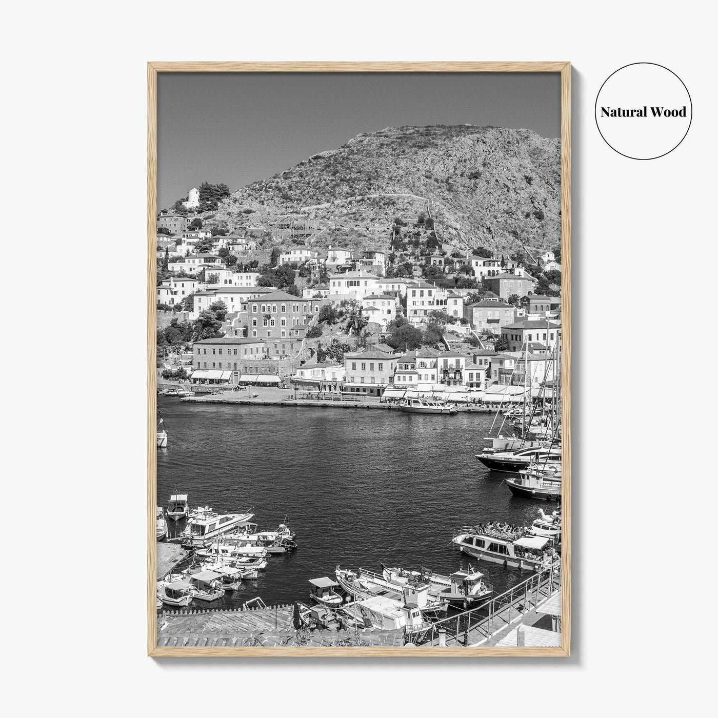 Hydra Black and White Fine Art Photo Print, Harbor, Island Greece Wall Decor Poster