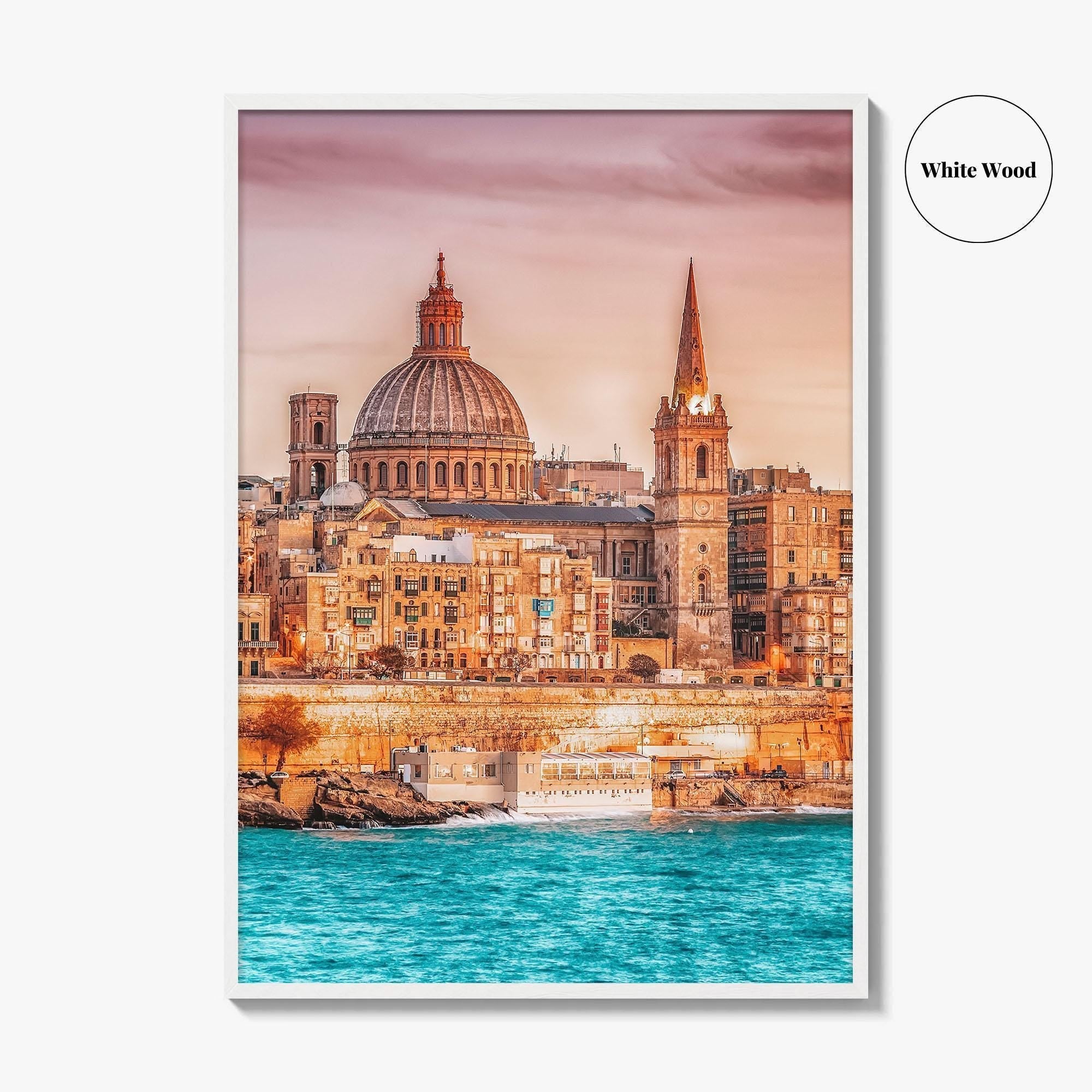 Valletta Malta Skyline Fine Art Photo Print, Marsamxett Harbour, Wall Decor Poster