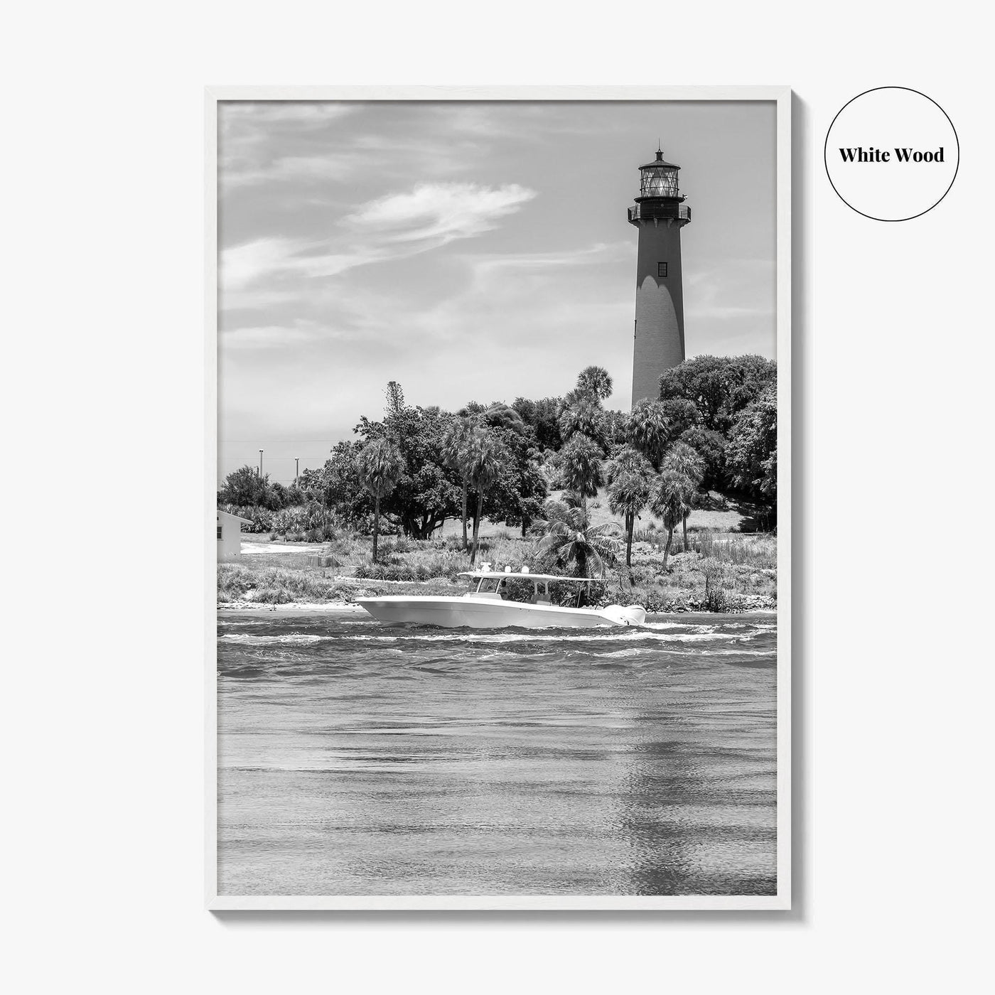 Jupiter Black and White Fine Art Photo Print, Palm Beach Lighthouse Florida USA Poster