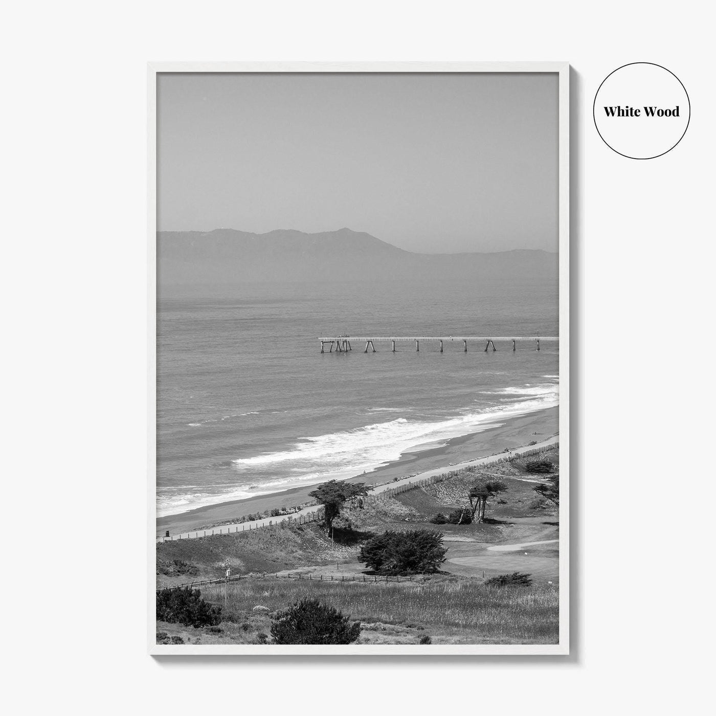 Pacifica Black and White Fine Art Photo Print, Mori Point California Poster USA