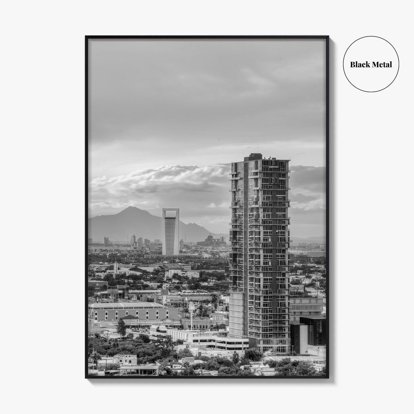 Monterrey Black and White Fine Art Photo Print, Mexico City View, Nuevo Leon Poster