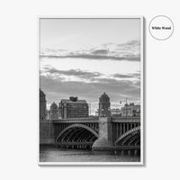 Boston Black and White Fine Art Photo Print, Longfellow Bridge Charles River Cambridge Poster
