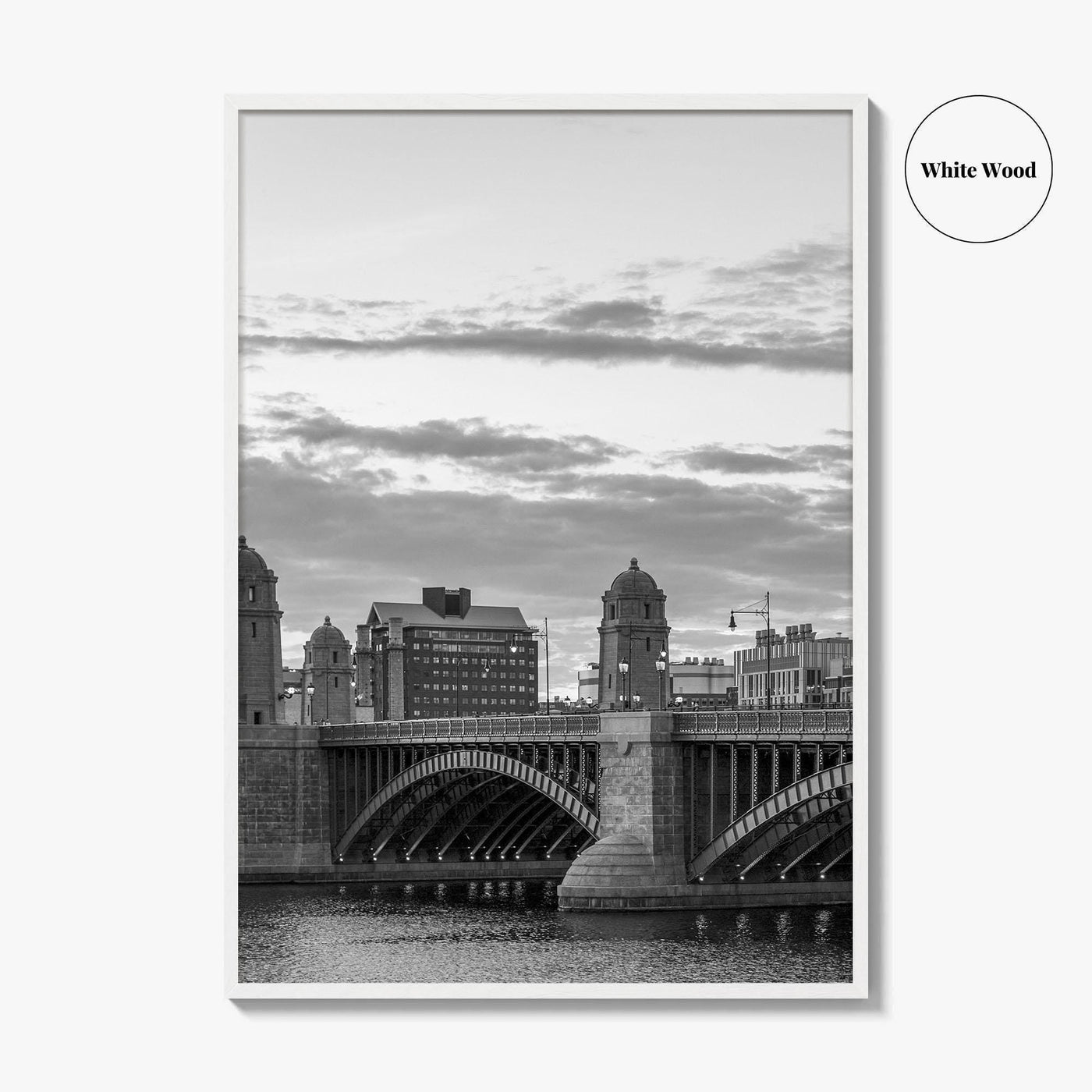 Boston Black and White Fine Art Photo Print, Longfellow Bridge Charles River Cambridge Poster