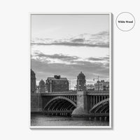 Boston Black and White Fine Art Photo Print, Longfellow Bridge Charles River Cambridge Poster