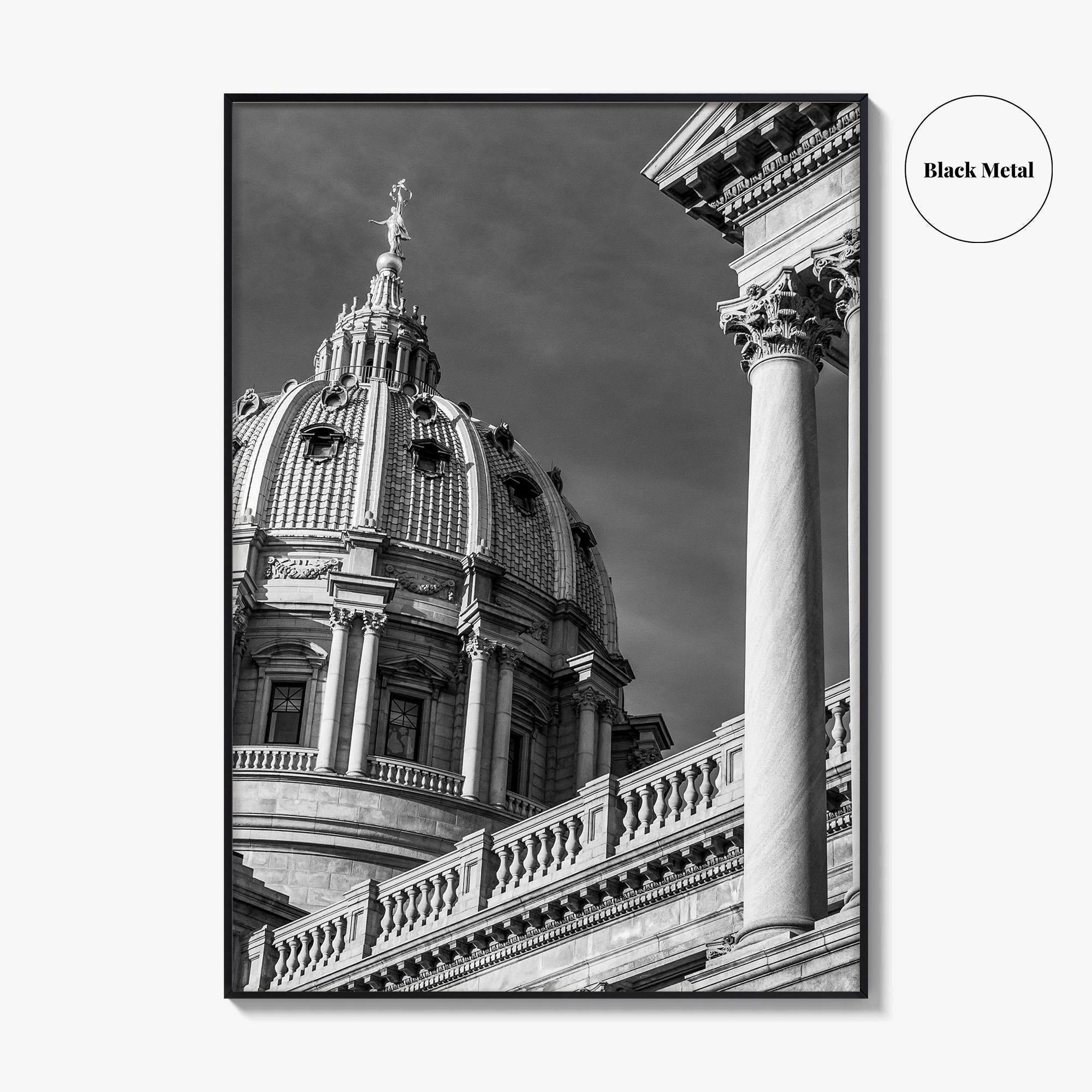 Harrisburg Black and White Fine Art Photo Print, Pennsylvania State Capitol Poster