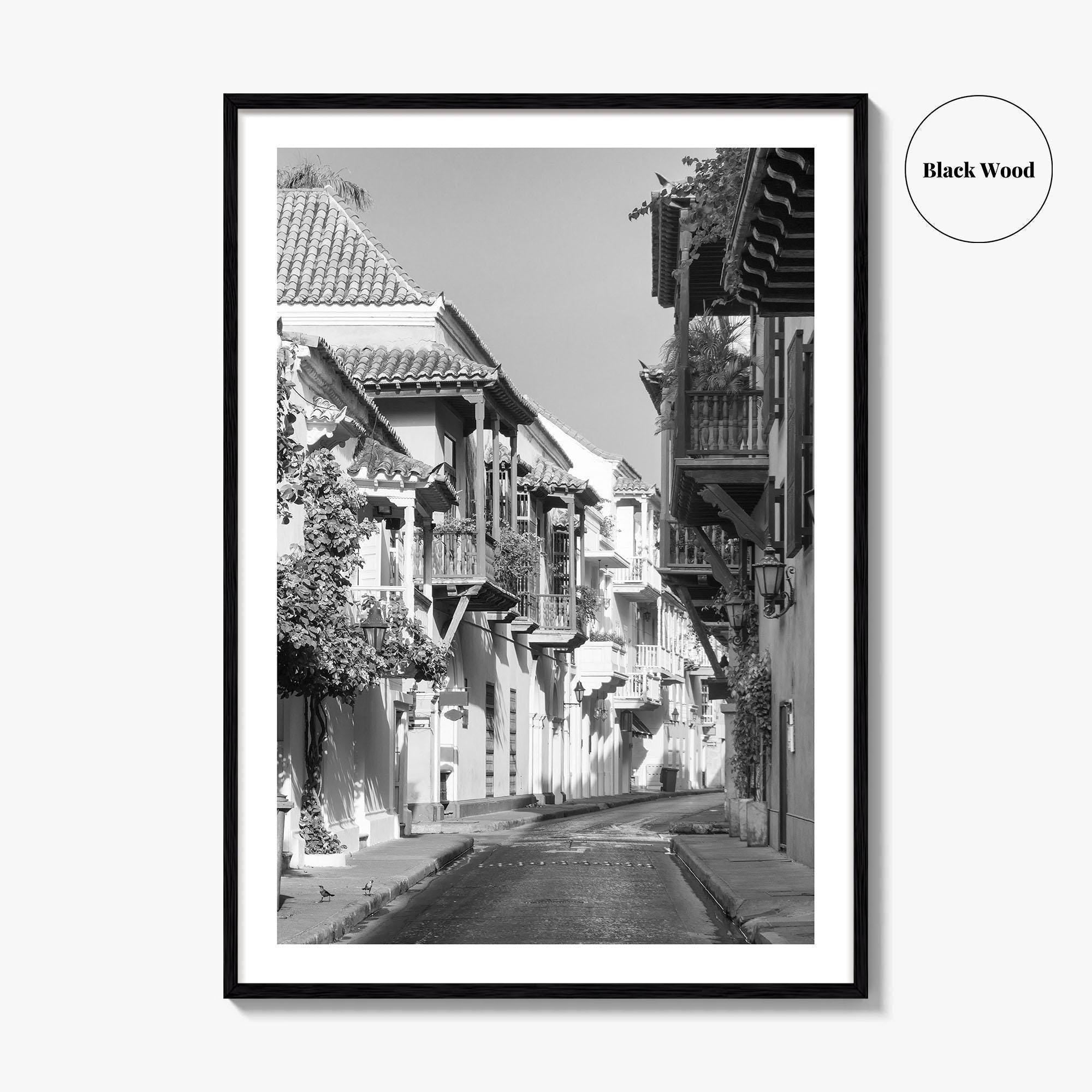 Cartagena Black and White Fine Art Photo Print, Colombia Colonial Street Poster