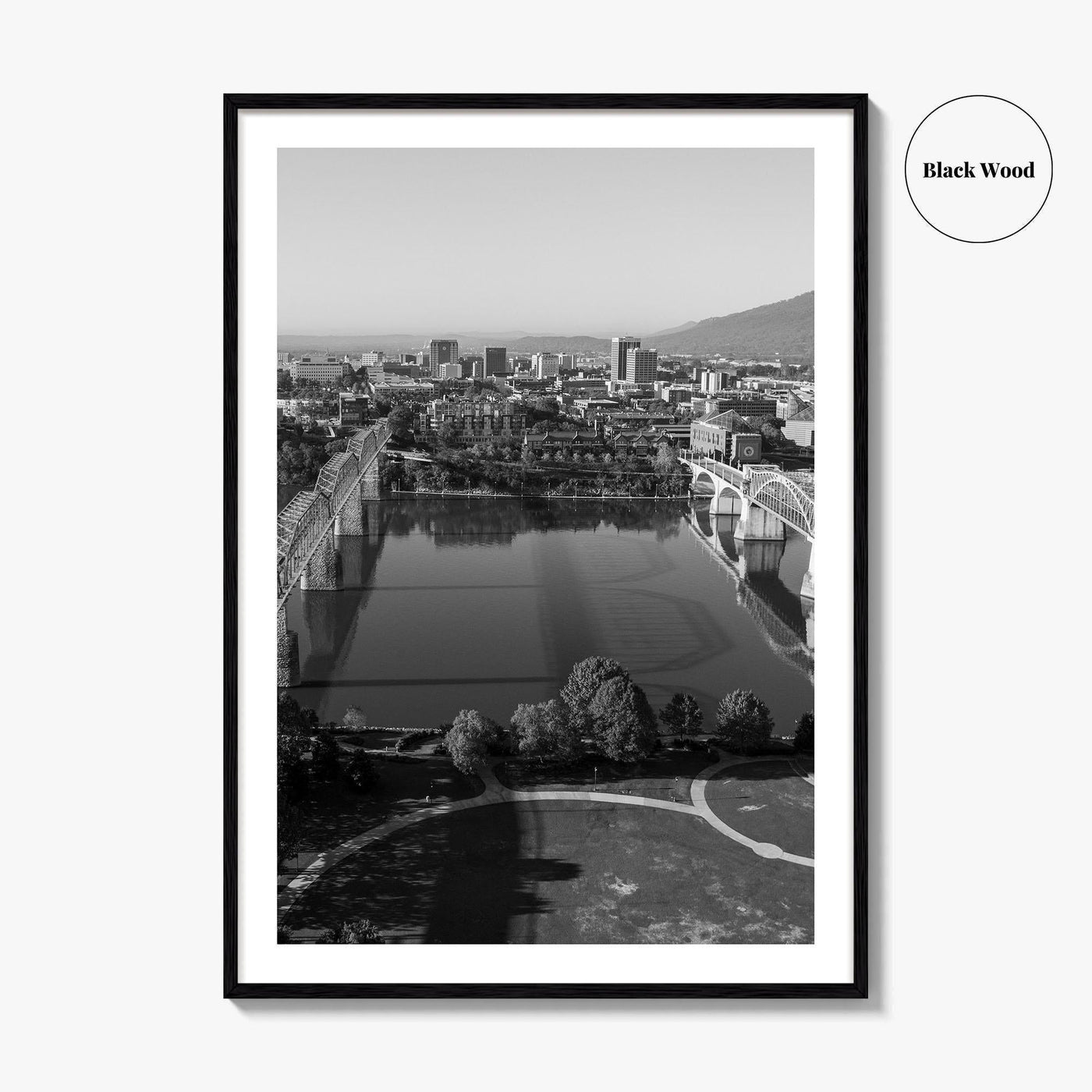 Chattanooga Black and White Fine Art Photo Print, Tennessee, Walking Market Street Bridges