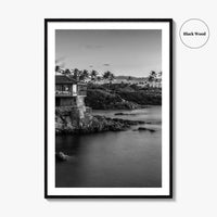 Maui Black and White Fine Art Photo Print, Hawaii Wall Poster, Cliff House