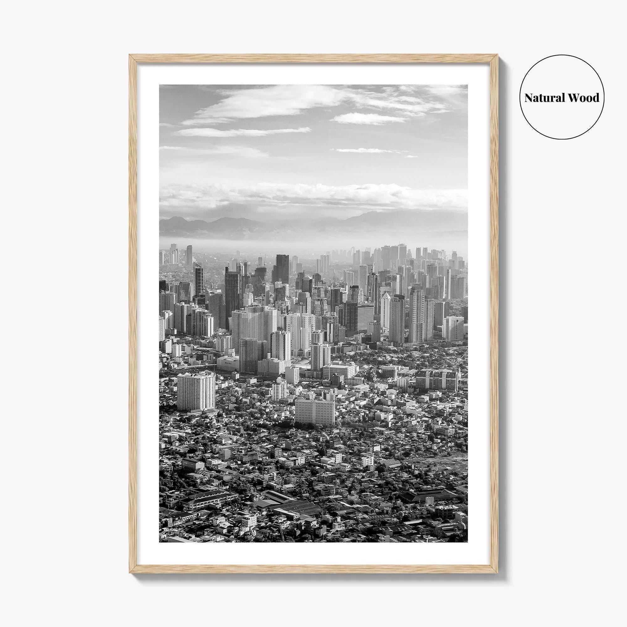 Manila Skyline Black and White Fine Art Photo Print, Makati, Pasay, Philippines