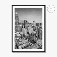 Charlotte Black and White Fine Art Photo Print, North Carolina USA, Uptown NC Poster
