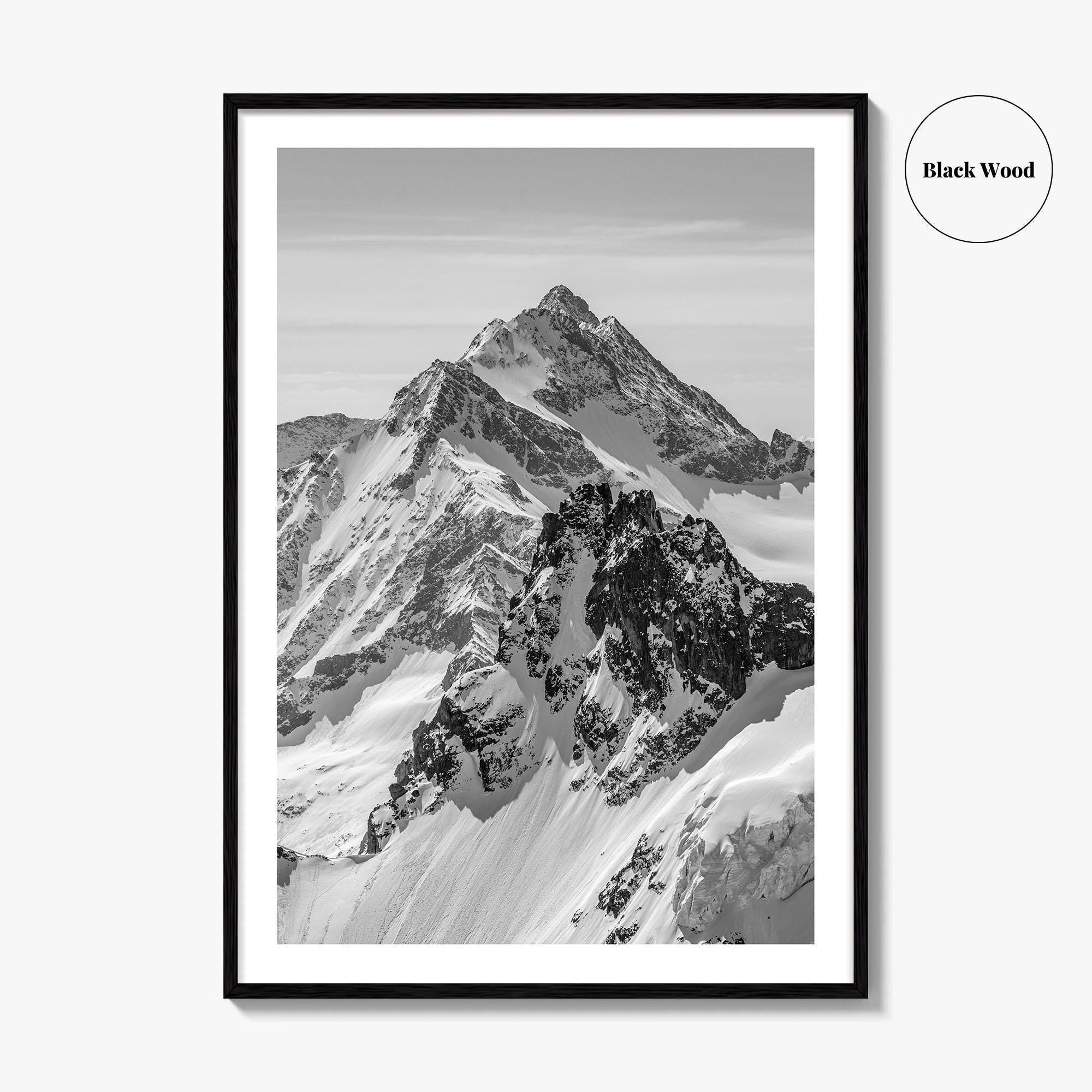 Switzerland Black and White Fine Art Photo Print, Mount Titlis, Engelberg, Swiss Alps, Panoramic