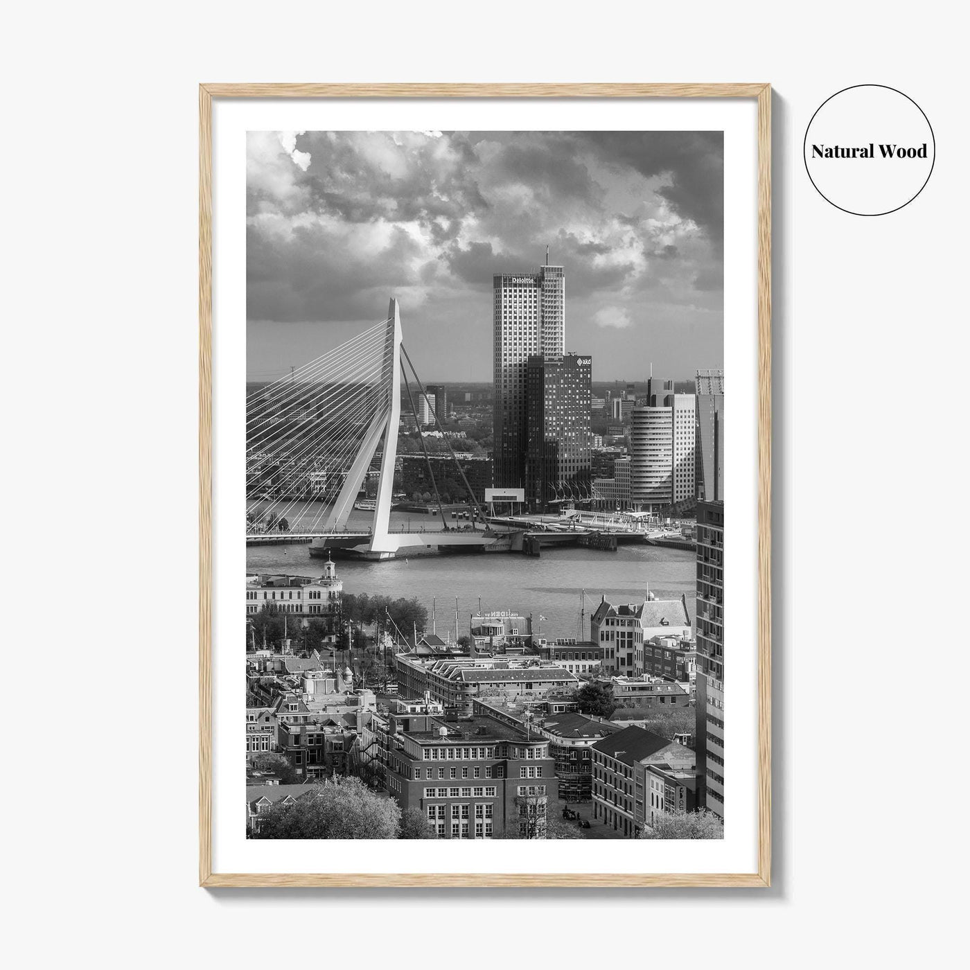 Rotterdam Skyline Black and White Fine Art Photo Print, Euromast South Holland Poster